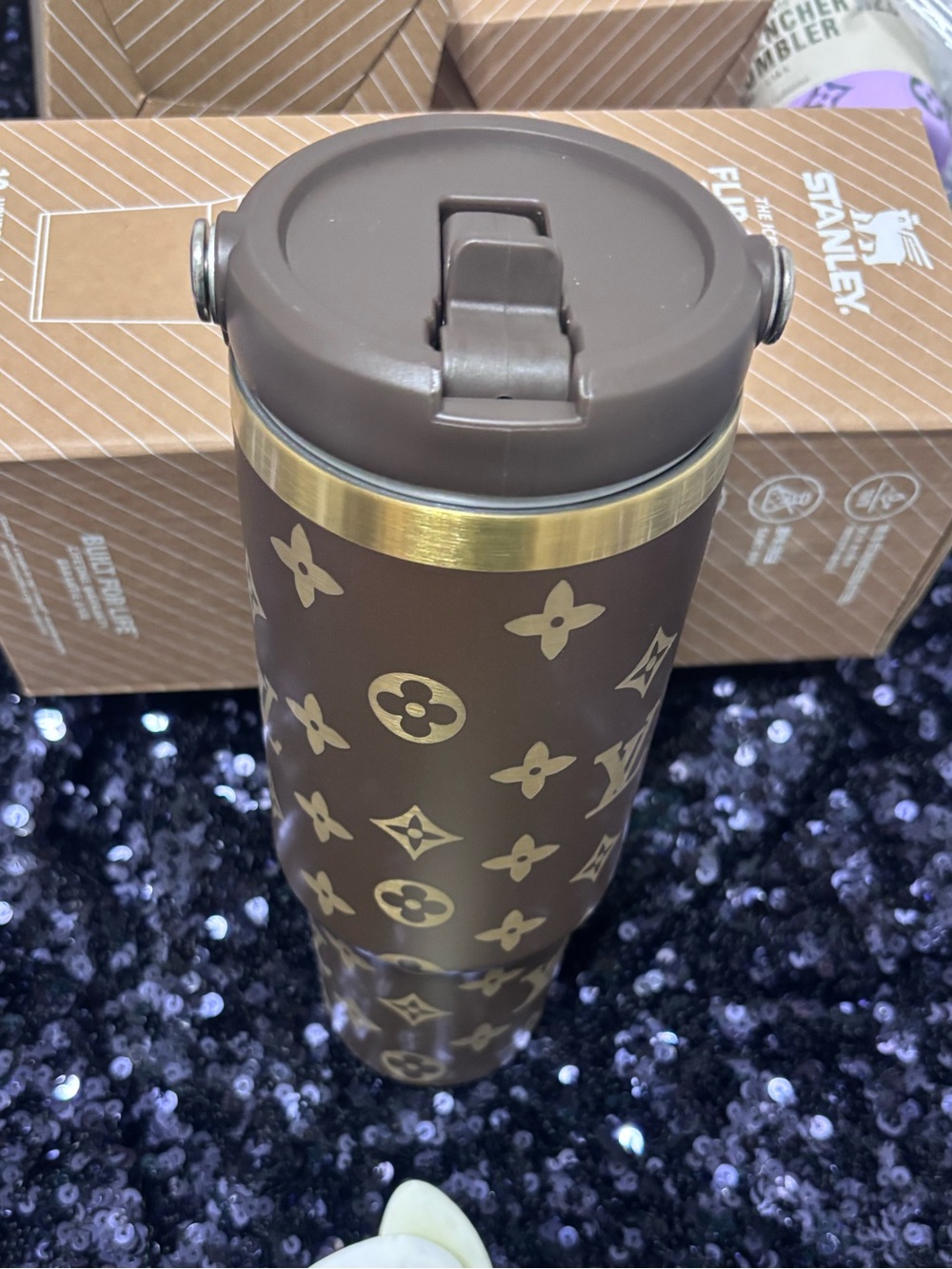 Brown Gold Flip Straw Tumbler - 30 oz - Picture 4 of 7